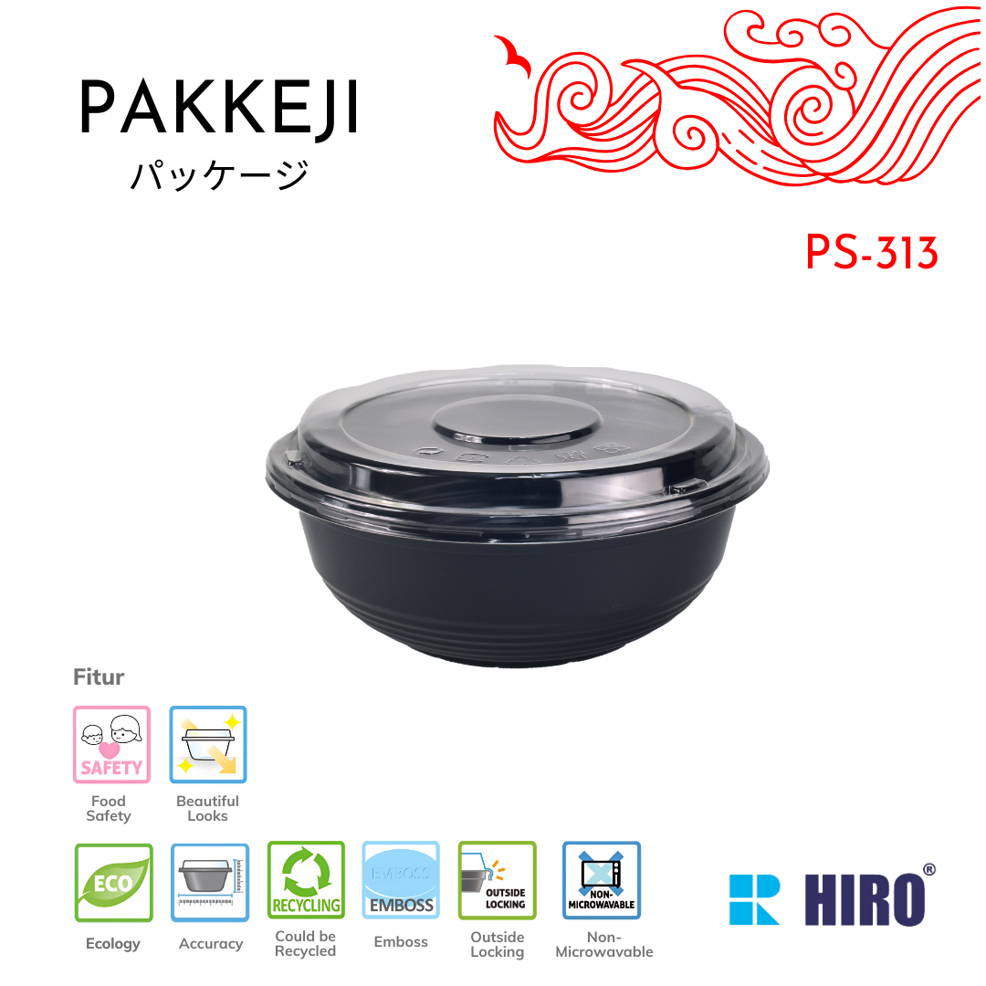 BOWL - PS-313 BLACK - HIRO FOOD
