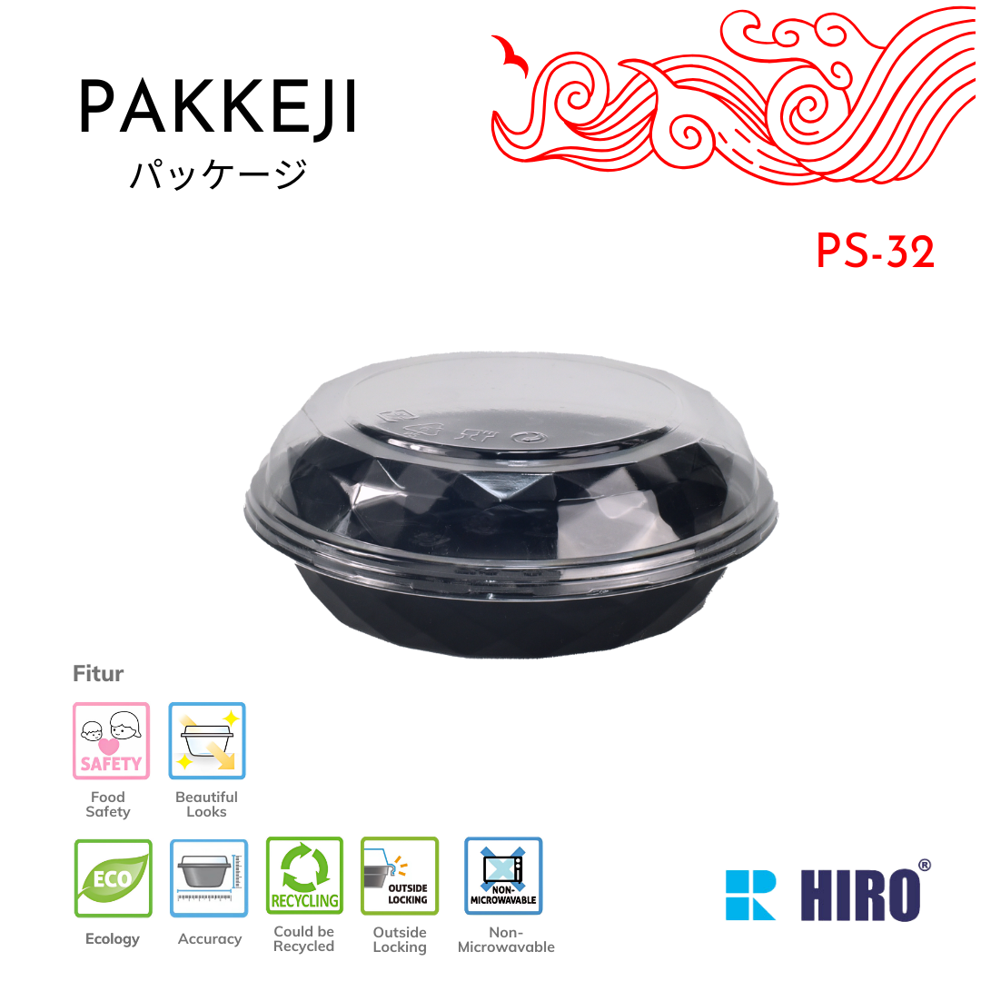 BOWL - PS-32 BLACK - HIRO FOOD