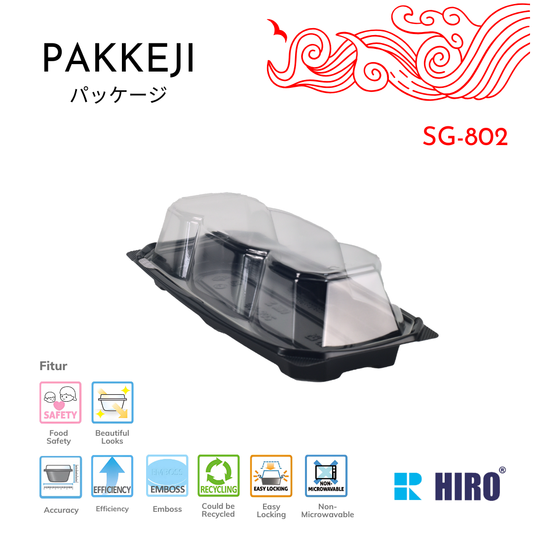 SUSHI TRAY - SG-802 BLACK - HIRO FOOD